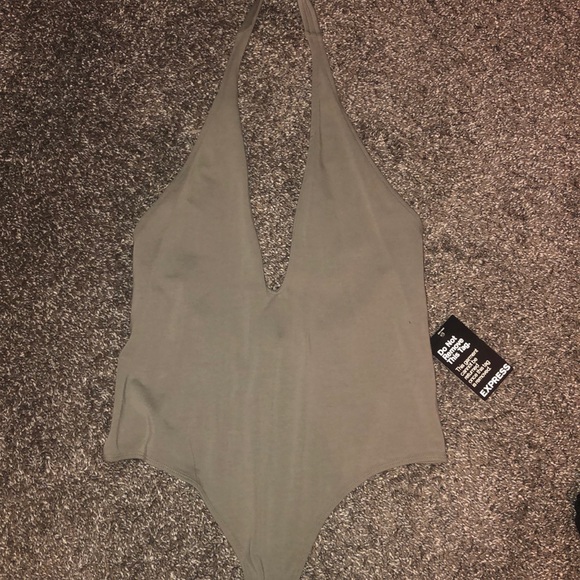 Express Tops - Express olive green bodysuit